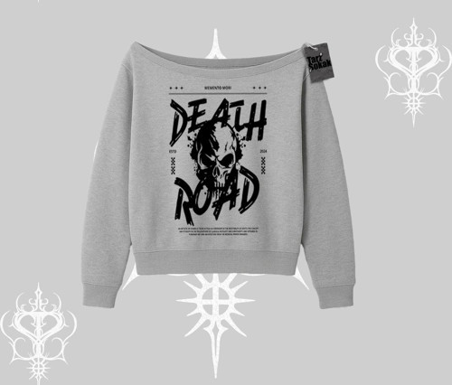 Kayık Yaka Sweatshirt Death Road Memento Mori Street Manifest