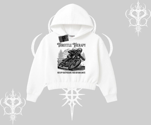 Kapşonlu Crop Sweatshirt Throttle Therapy No Brakes Just Freedom
