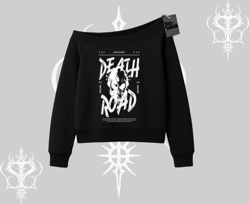 Kayık Yaka Sweatshirt Death Road Memento Mori Street Manifest