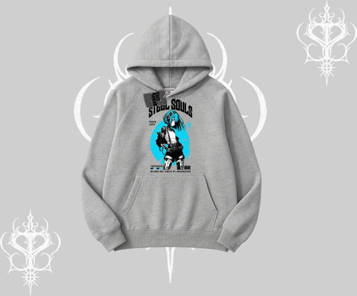 Kapşonlu Sweatshirt Anime Cyberpunk Kız Baskılı