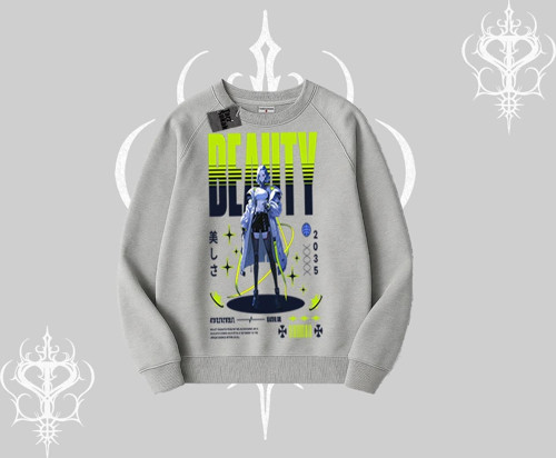 Biskilet Sweatshirt Anime Unity Neon Detaylı Grafik Baskılı