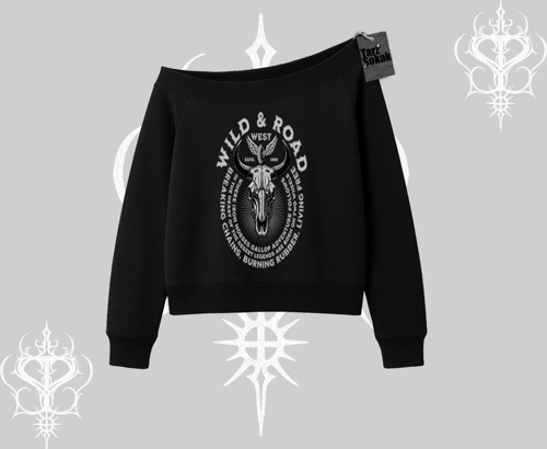 Kayık Yaka Sweatshirt Wild & Road Western Skull Biker Street Culture