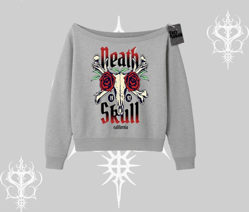 Kayık Yaka Sweatshirt Skull & Roses Vintage West Coast Rebellion
