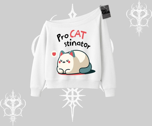 Paws Off Yazılı Kedi Baskılı Streetwear Kapşonlu Crop Sweatshirt