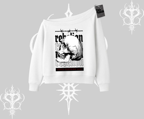 Kayık Yaka Sweatshirt Rebellion Skull Underground Street Legacy
