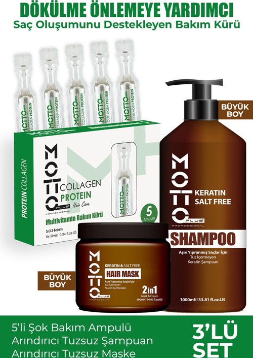 3'lü Set Dökülme Önleyici ve Saç Oluşumunu Destekleyen Şok Bakım Seti
