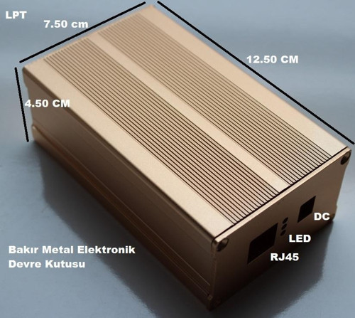 Elektronik Devre Kutusu Alüminyum Bakır Renk Metal Boş Kutu Lpt