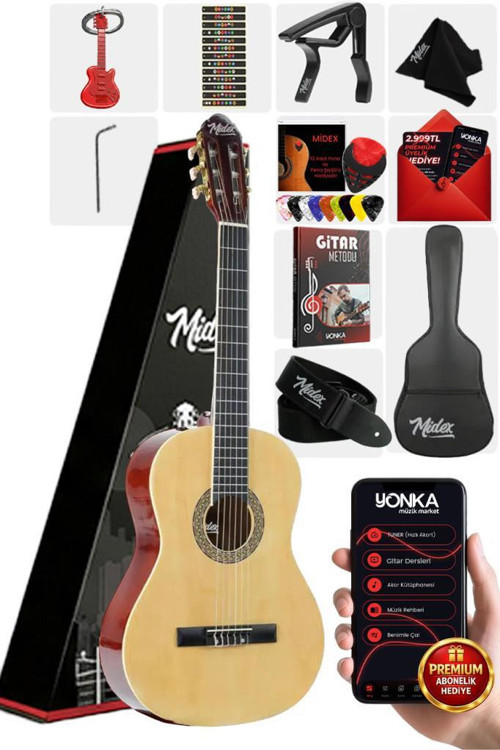 MGX-200NT Kaliteli Klasik Gitar 4/4 Yetişkin Boy Full Set
