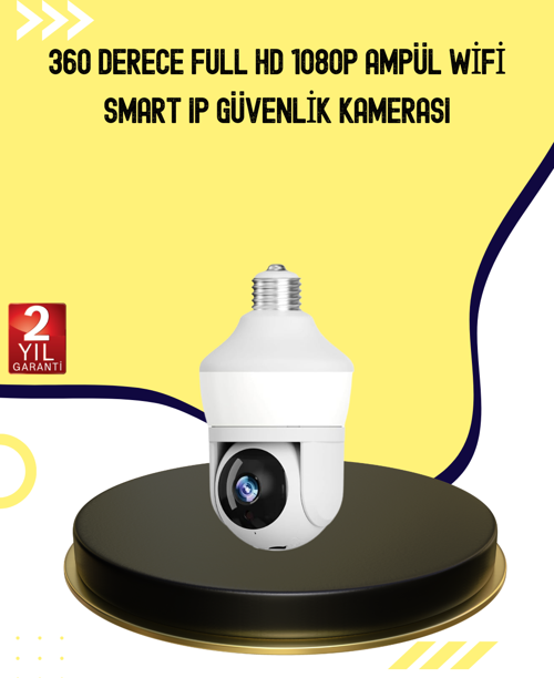 1080P Görüntü Kaliteli Wi-Fi Ampul Tipi Güvenlik Kamerası