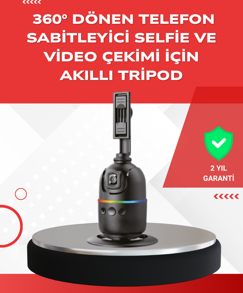 Yapay Zeka Destekli Yüz Takip Özellikli 360 Derece Dönen Masaüstü Telefon Sabitleyici