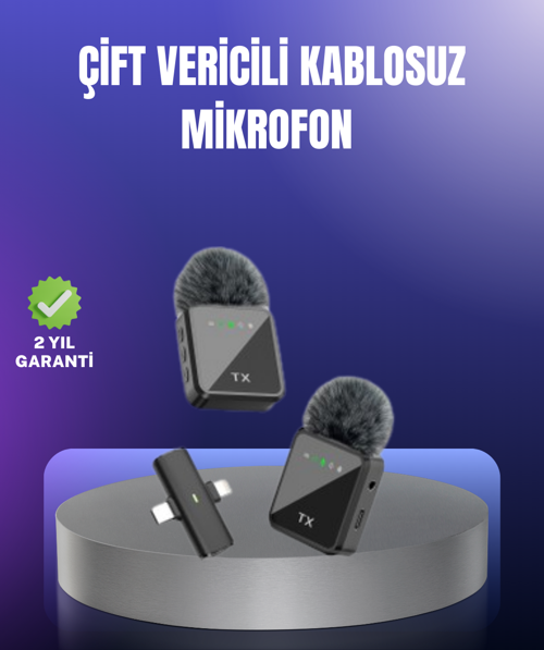 Vlog Podcast ve Röportajlar İçin Kablosuz Çift Yaka Mikrofon