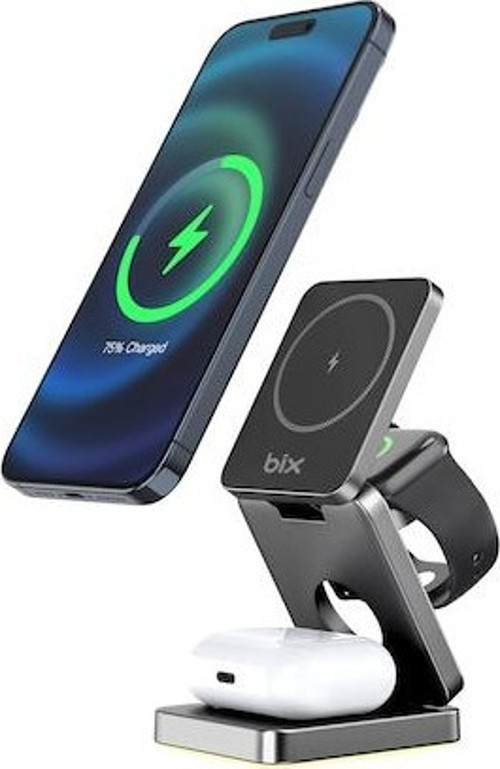BXMW7 15 W Telefon Kulaklık Ve Saat İçin Kablosuz Şarj Standı