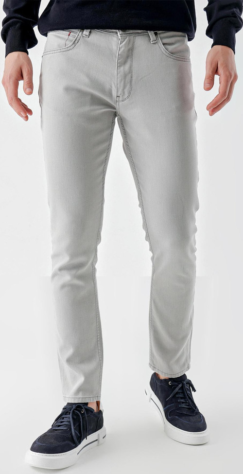 Erkek Gri Mevsimlik Pamuk 5 Cep Slim Fit Jean Pantolon