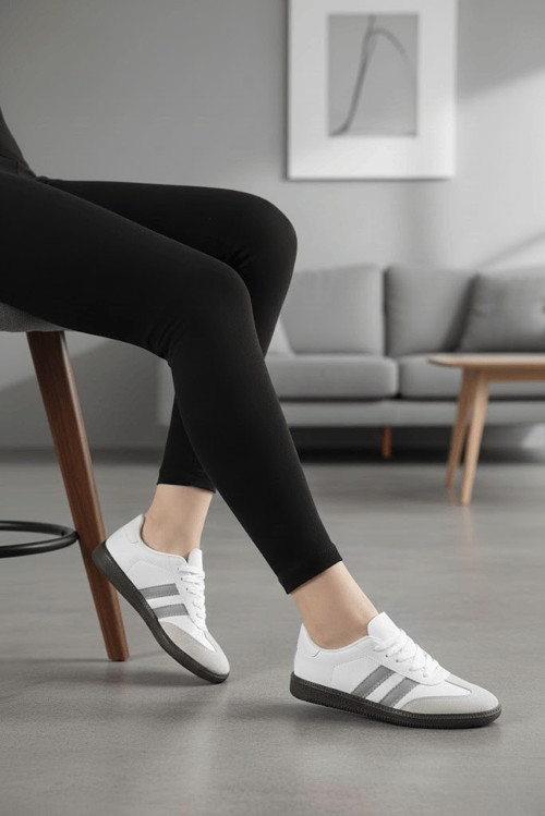 Unisex Kadın Erkek Şeritli Rahat Taban Günlük Sneaker Spor Ayakkabı