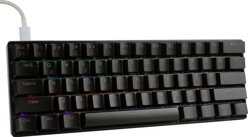 H61K Mini Mekanik Kablolu Gaming Oyuncu Klavye Türkçe Q Blue Switch 12 AD RGB LED Işık Modlu 61 Tuşlu