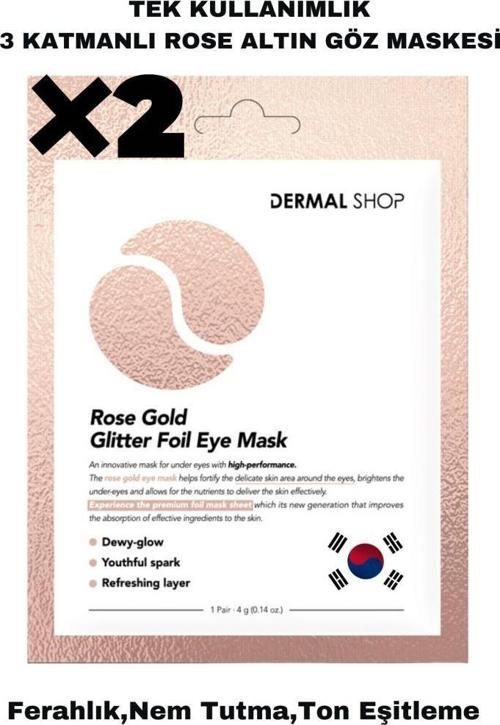 2 ADET Tek Kullanımlık 3 Katmanlı Rose Altın Folyo Göz Maskesi