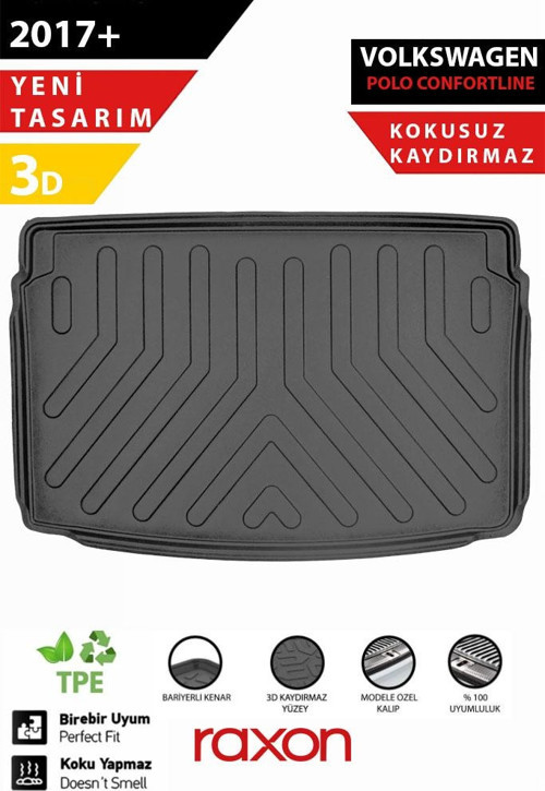 Volkswagen Polo Comfortline Üst 2017+ Bagaj Havuzu – 3D Özel Kalıp | Su Geçirmez, Kaymaz, Tam Uyum