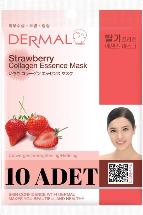 Aydınlatıcı ve Arındırıcı Çilek Özlü Kolajen Maske X10 Adet