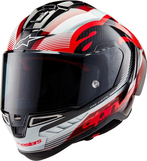 Supertech R10 Carbon Team Spor Motosiklet Kaskı Siyah Kırmızı Beyaz