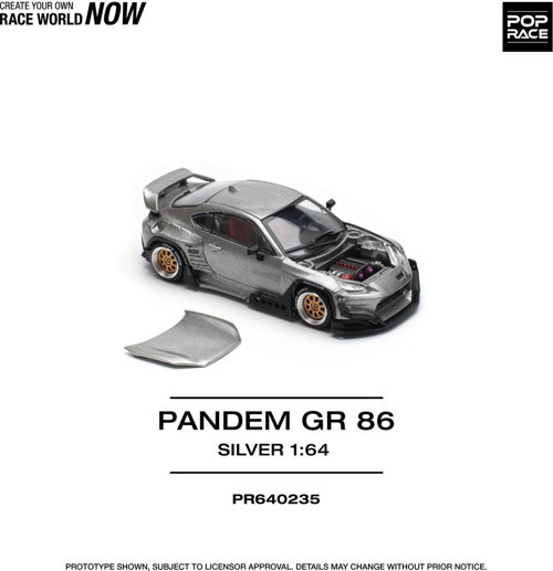 1:64 Pandem GR86 Silver – Açılabilir Kaputlu Metal Diecast Model Araba PR640235