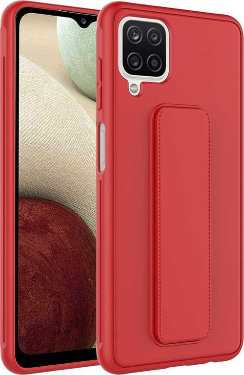 Galaxy A12 Kılıf MSRA Qstand Kapak - Kırmızı