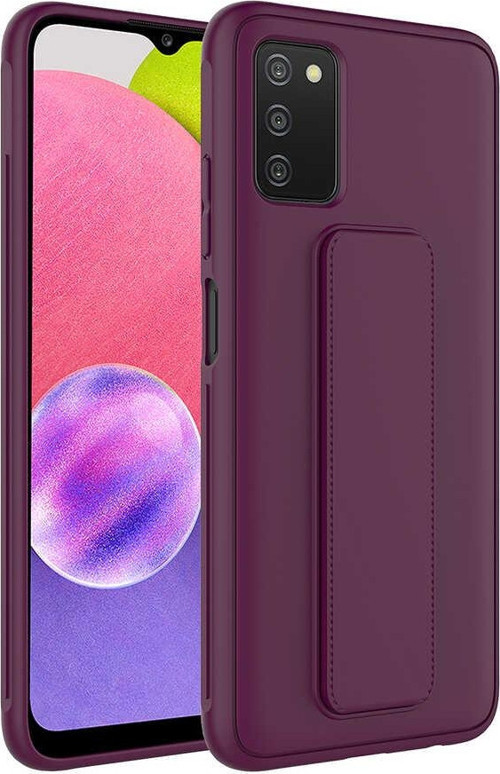 Galaxy A03S Kılıf MSRA Qstand Kapak - Mürdüm