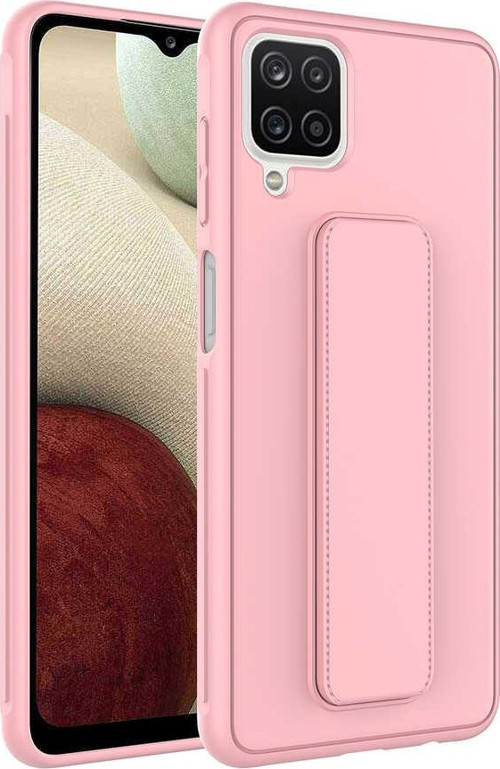 Galaxy A12 Kılıf MSRA Qstand Kapak - Pembe