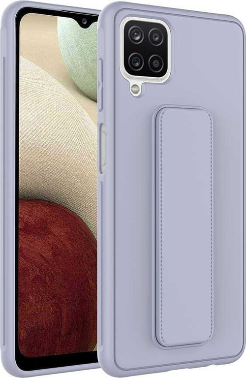 Galaxy A12 Kılıf MSRA Qstand Kapak - Gri
