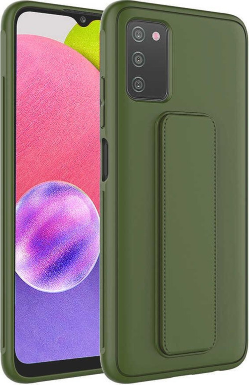 Galaxy A03S Kılıf MSRA Qstand Kapak - Koyu Yeşil