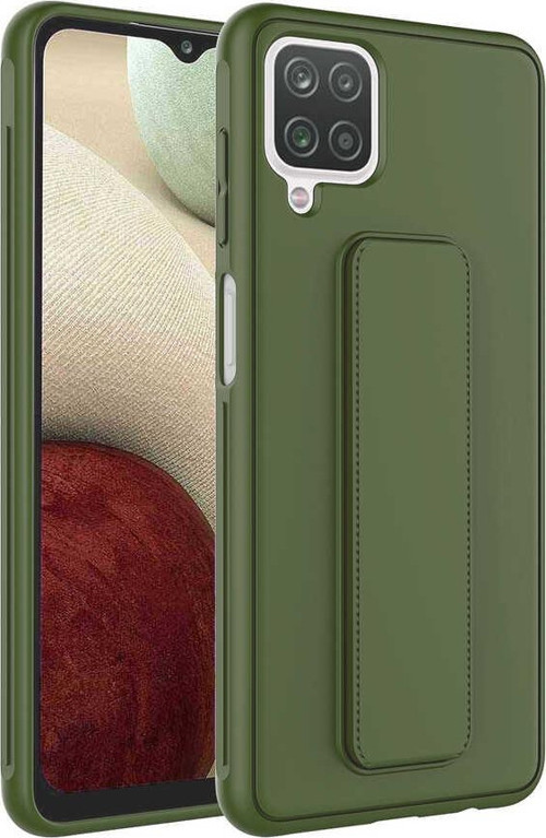 Galaxy A12 Kılıf MSRA Qstand Kapak - Koyu Yeşil