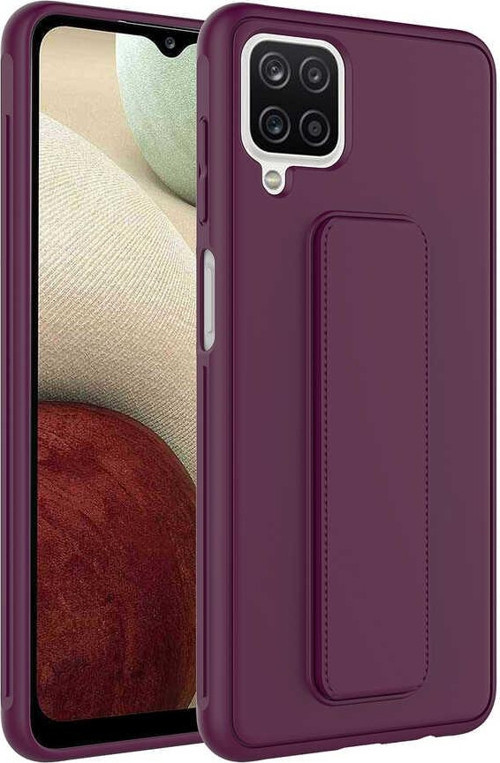 Galaxy A12 Kılıf MSRA Qstand Kapak - Mürdüm