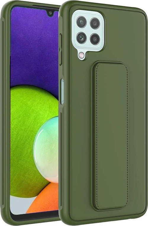 Galaxy A22 4G Kılıf MSRA Qstand Kapak - Koyu Yeşil
