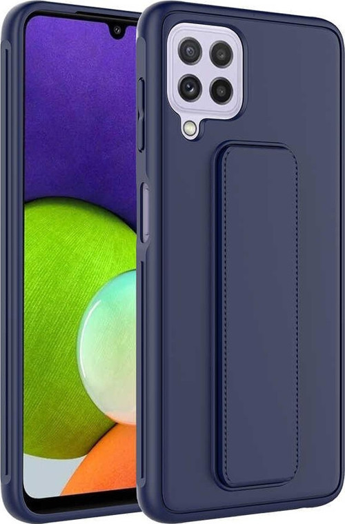 Galaxy A22 4G Kılıf MSRA Qstand Kapak - Lacivert