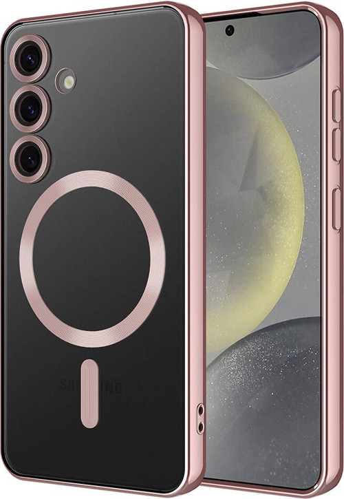 Galaxy S24 Kılıf Kamera Korumalı Magsafe Wireless Şarj Özellikli MSRA Demre Kapak - Rose Gold