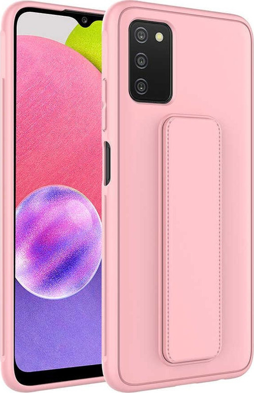 Galaxy A03S Kılıf MSRA Qstand Kapak - Pembe