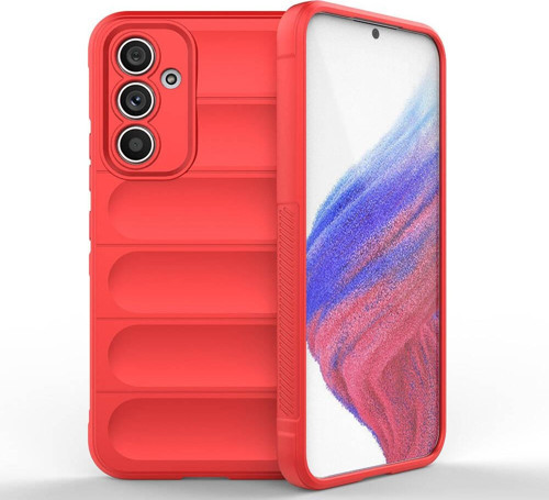 Galaxy A54 Kılıf Esnek TPU Oyuklu Arka Yüzey Tasarımlı MSRA Etnik Silikon Kapak - Kırmızı