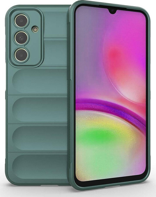 Galaxy A25 Kılıf Esnek TPU Oyuklu Arka Yüzey Tasarımlı MSRA Etnik Silikon Kapak - Koyu Yeşil