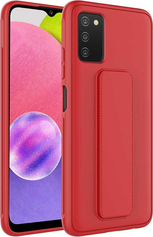 Galaxy A03S Kılıf MSRA Qstand Kapak - Kırmızı