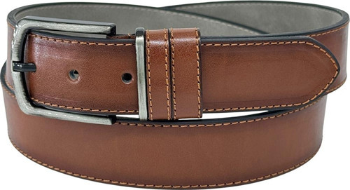 4 cm. Spor Model Suni Deri Düz Renk Kenarları Dikişli Erkek Kemer Kahverengi