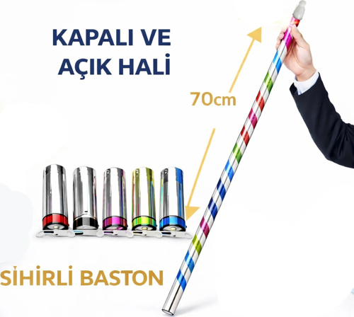 Sihirli Açılır Baston – Mendilden Bastona İlizyon Oyunu (70 Cm)