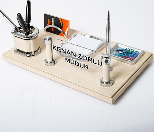 Art Bej Ofis Masa İsimliği Yeni İş Hediye Deri Masaüstü İsimlik Seti