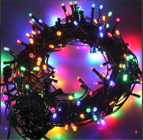 10m 100 Led Boncuk Lamba RGB Işık Siyah Kablo