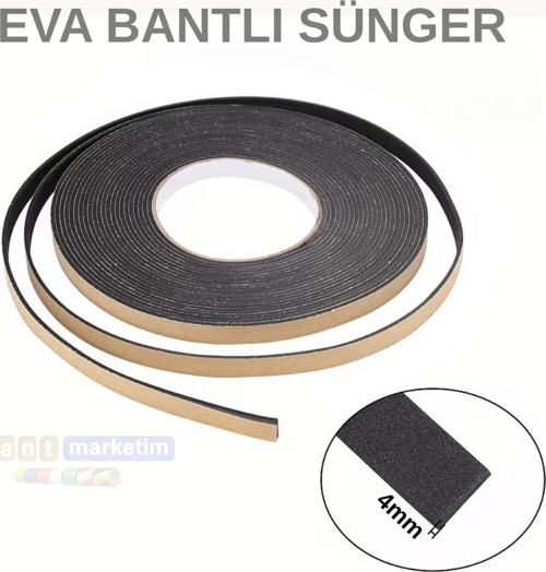 Eva Neopren Conta Sünger Bantlı Sızdırmazlık Bandı 4mm Kalınlıkta 30mmx20mt
