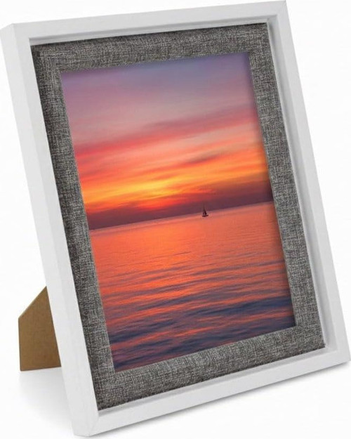 Premium Serisi 15 * 20 CM Ahşap Resim Çerçevesi Beyaz-Gri