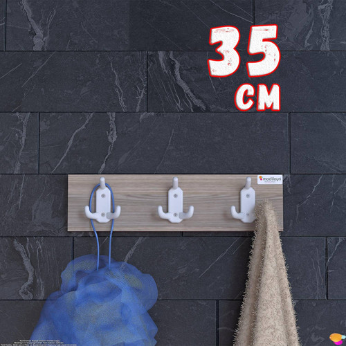 ARI 9 Kancalı Banyo Askısı 3' lü Set 31,4x9, 6 cm | Şık Tasarım Ekstra Düzen ve Yer Tasarru