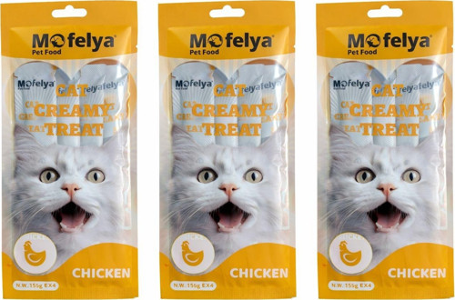 MOFELYA TAVUKLU KREM KEDİ ÖDÜL MAMASI 15 GR*4 3' LÜ