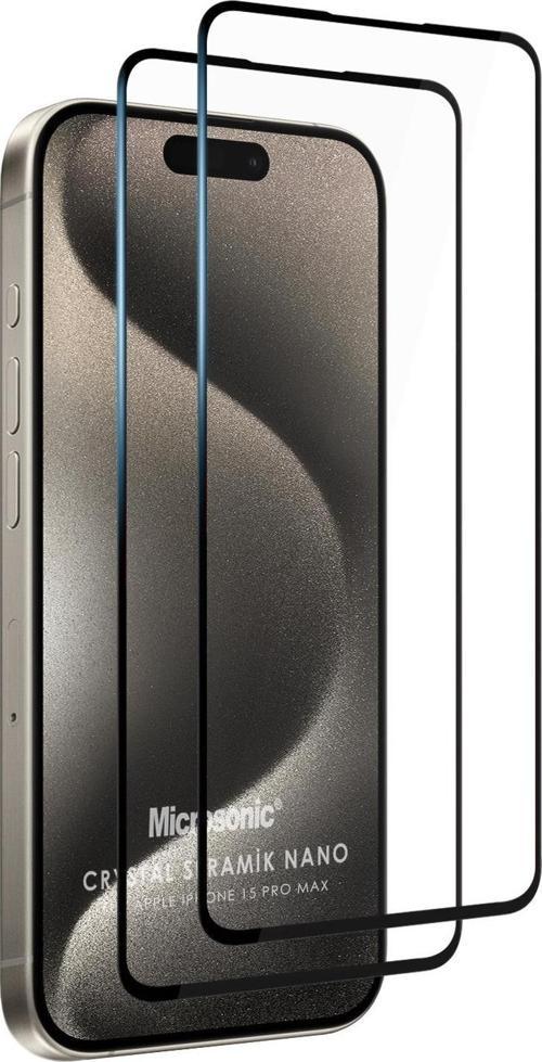 Apple iPhone 15 Pro Max Crystal Seramik Nano Ekran Koruyucu Siyah (2 Adet)