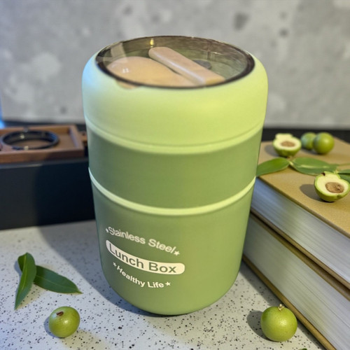 Tohana kulplu çelik sefer tası - yemek termosu saklama kabı 2 katlı yeşil 710 ml. 304 çelik