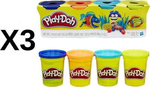 3 Adet Hasbro Play-Doh 4'lü Oyun Hamuru +2 Yaş Toplam 12 Hamur