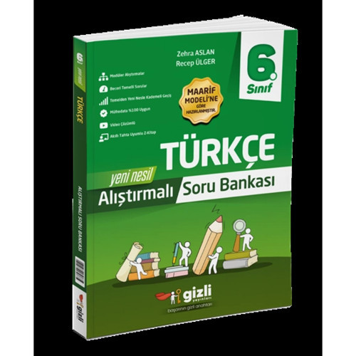 Gizli Yayınları 6. Sınıf Türkçe Alıştırmalı Soru Bankası Yeni